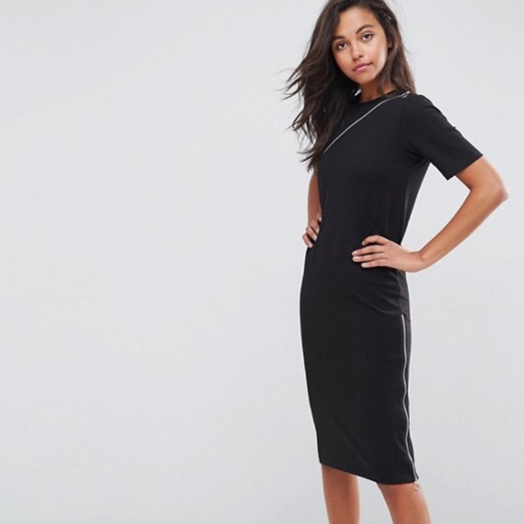 black t shirt dress midi